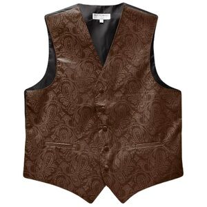 Vesuvio Napoli Italy Men's Large Formal Tuxedo Vest Brown Paisley